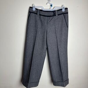 YARN Herringbone Wool Blend Wide Leg Trousers Gray Black Size 88 Large Korean